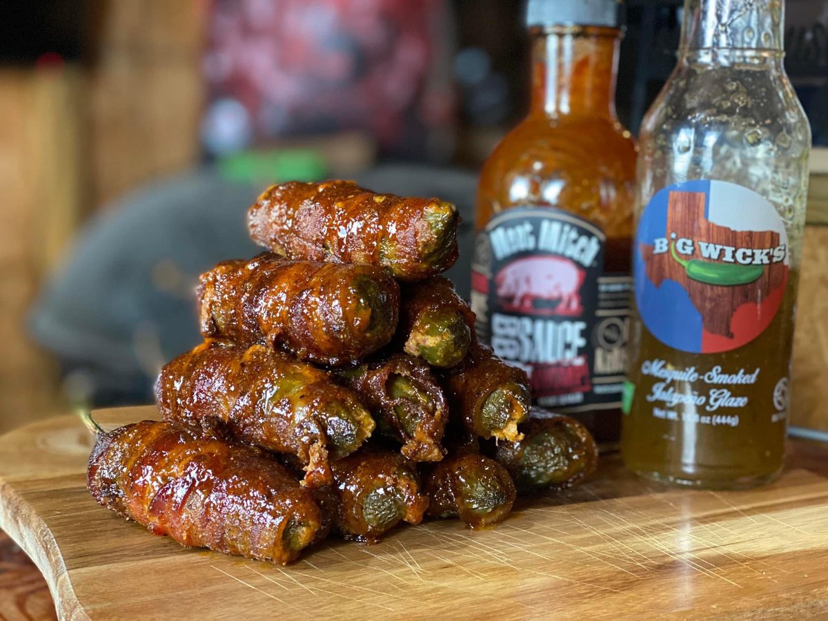 #Repost - Racevice Smokehouse and Grill 
Texas Twinkies - bacon wrapped jalapeños stuffed with cream cheese, cheddar cheese and chopped smoked chuck roast with a pepper jelly glaze.  #bigwickstx #gotexan #meatchurch #meatmitch #texastwinkies #txbbq #texasbarbecue
