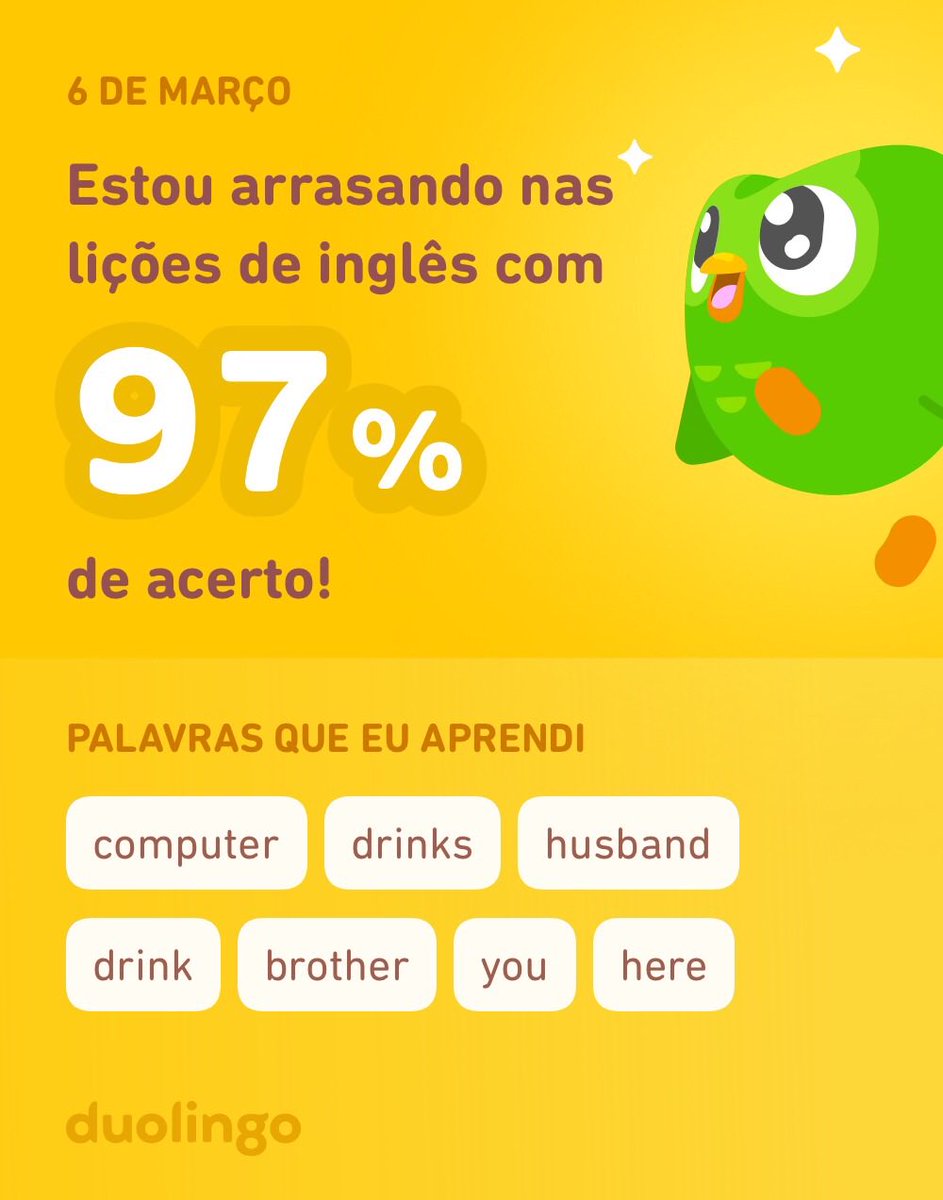 SimoneEssi's tweet photo. Estou aprendendo inglês no Duolingo! É grátis, divertido e eficaz. https://t.co/oYK5VTpmN1