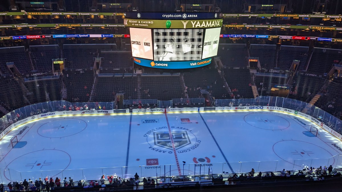 Final call of my current fill-in stint with the Caps tonight in LA. Great vantage point from Crypto.com Arena. 

Can't sleep? Join Ken Sabourin and me for the call at 10:15 on caps247.com.