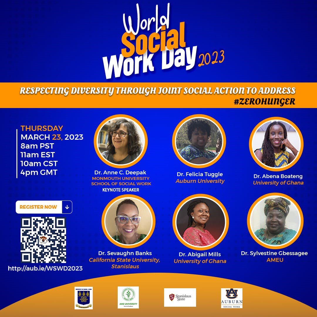 DrSevaughn's tweet photo. Dear students, colleagues, and friends:
 
Happy Social Work Month! In honor of global social work month, join, Respecting Diversity through Joint Social Action to Address #ZeroHunger, highlighting the United Nations Sustainable Development Goal #2 - Zero Hunger. https://t.co/VDIVdmagj2