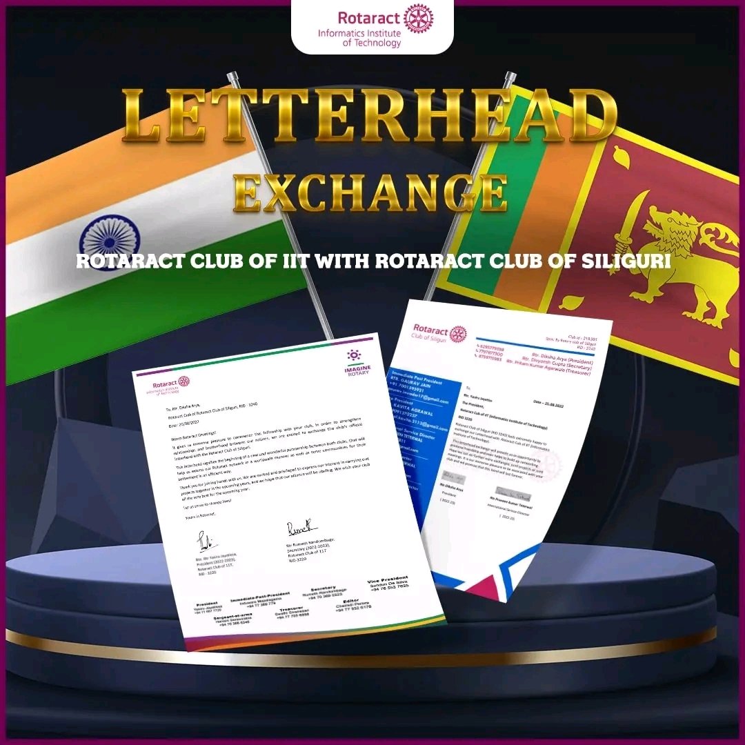 IITRotaract's tweet photo. We, the Rotaract Club of IIT, are pleased to inform that we have exchanged a letterhead with the Rotaract club of Siliguri.
#Rotaract #Rotaract3220 #LearnServeandStrive #ImagineRotary #ServeToChangeLives #InternationalVoluntary #Rotaractinternational #RACIIT #Rotaract3240 https://t.co/BaZbhifHgS