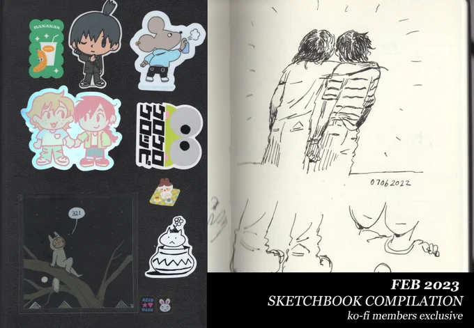 my february sketch compilation is also available for my second tier subscribers on ko-fi :-) 26 pages from my sketchbook...i'd hoped for more recent work to share but sadly i am just too busy 🧍 (links below) 