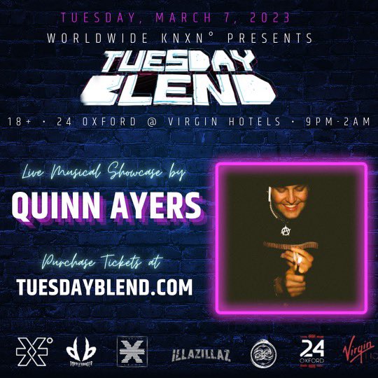 quinnayersmusic's tweet photo. Tomorrow Night Live @ The Virgin Hotel🕺

@tuesdayblend 

🎟: https://t.co/0GwgqGSRGc https://t.co/KLN9OE2obj