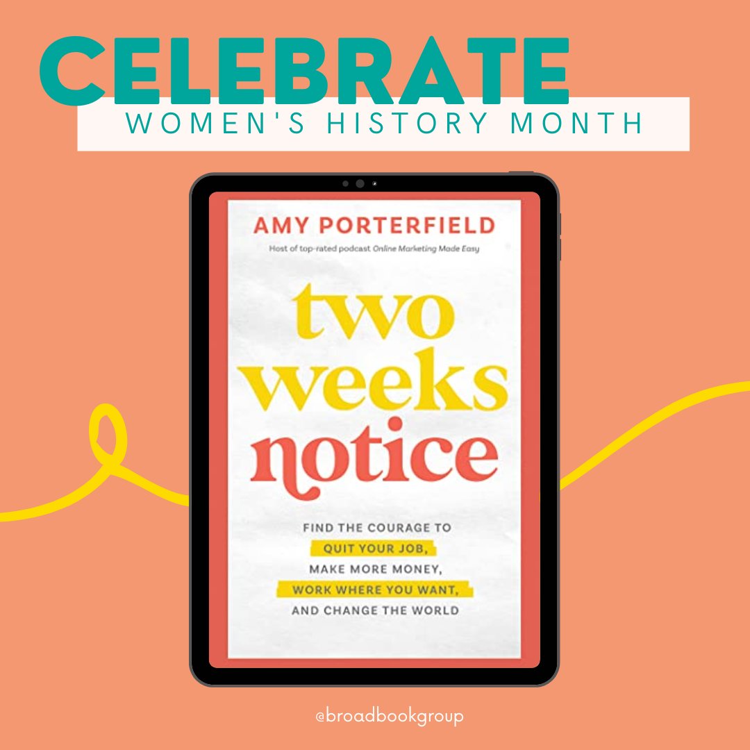 BroadBookGroup's tweet photo. Chances are you've heard of, attended a webinar with, or have signed up for Amy Porterfield's newsletter on your journey to starting your side business. If you're ready to ditch the 9-to-5 but need the words to do it right, pick up a copy of Amy Porterfield's Two Weeks Notice. https://t.co/A2uMLnd4WG