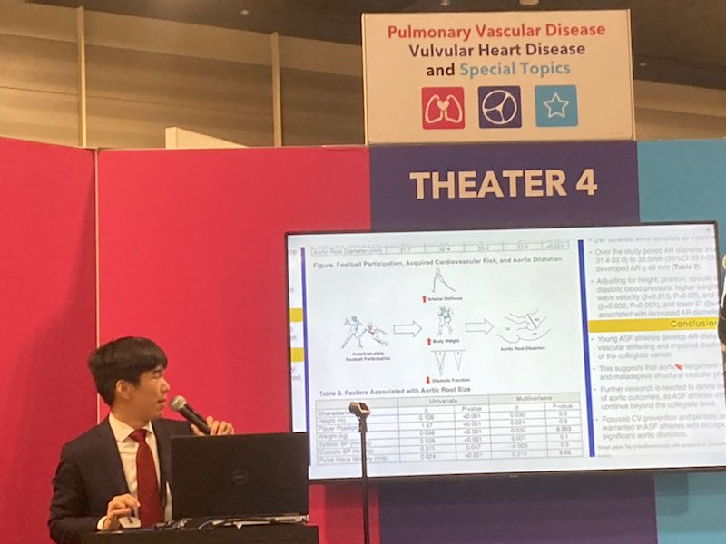 Emory Cardiology Fell🫀ws (@emory_heart) on Twitter photo <a href="/JasonTsoMD/">Jason Tso</a> presents his findings that “Aortic size increases in college 🏈 players and is associated with adverse CV measures, suggesting a maladaptive acquired vascular phenotype in these young athletes” at #ACC23 #sportscardio <a href="/jonathankimmd/">Jonathan Kim, MD, MSc, FACC, FAHA</a> <a href="/ozlembilen2/">Ozlem Bilen MD🫀FACC</a> <a href="/BRWilliamsMD/">Robbie Williams</a> <a href="/JasonTsoMD/">Jason Tso</a> presents his findings that “Aortic size increases in college 🏈 players and is associated with adverse CV measures, suggesting a maladaptive acquired vascular phenotype in these young athletes” at #ACC23 #sportscardio <a href="/jonathankimmd/">Jonathan Kim, MD, MSc, FACC, FAHA</a> <a href="/ozlembilen2/">Ozlem Bilen MD🫀FACC</a> <a href="/BRWilliamsMD/">Robbie Williams</a>