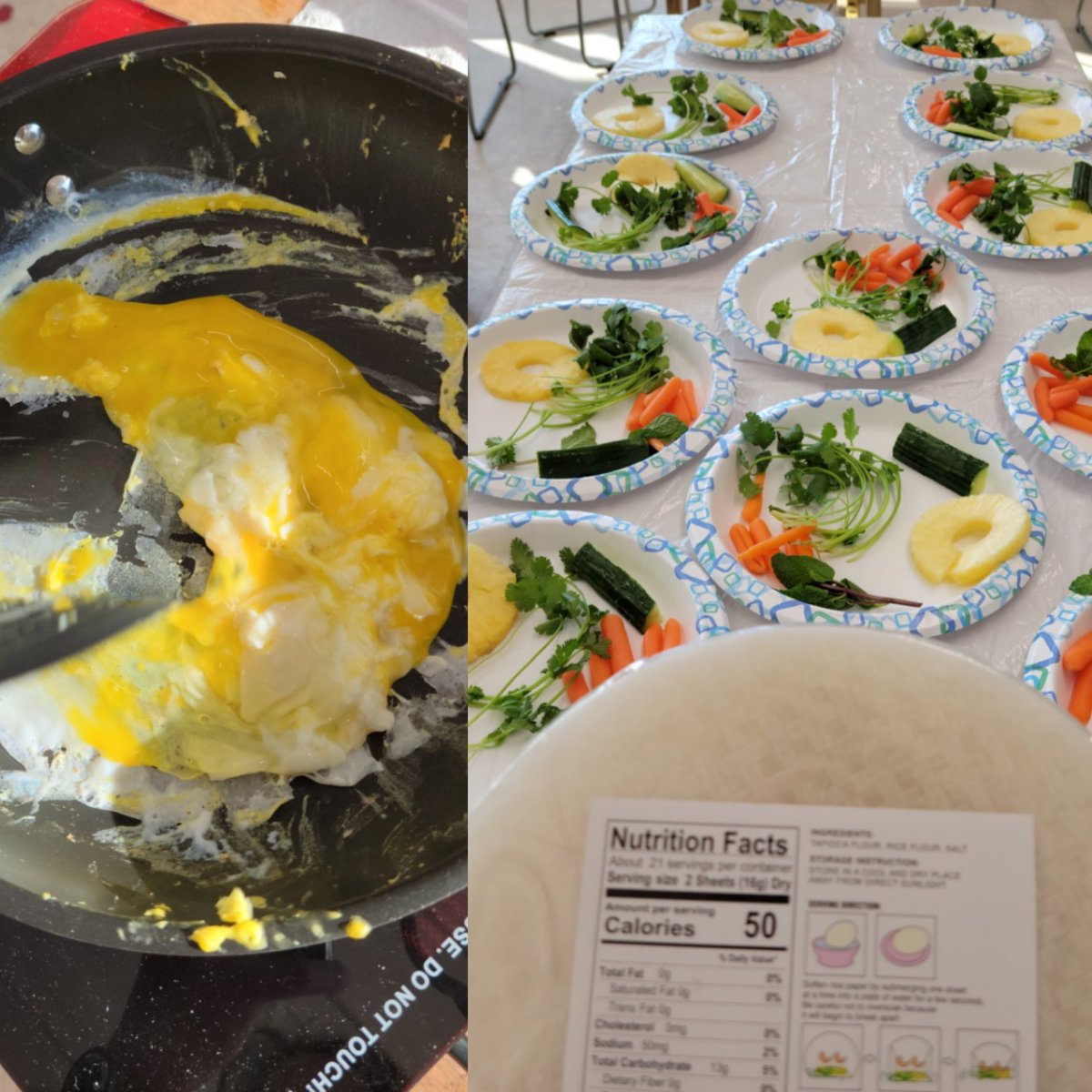 Spring rolls part 1 @BravoTopChef. @LakelandSchool youth got to cook eggs for the first time (for some) and nobody cracked shell into their egg and produce spring role! @USDAFoodSafety thanks for the activity books from #cfsec2023