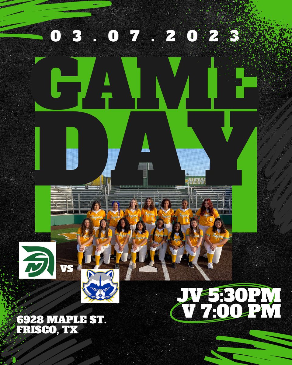 Softball_NSHS's tweet photo. FIRST DISTRICT GAME TOMORROW!

🆚️ Frisco High School
⏰️ JV 5:30 pm
🍿 Varsity 7 pm
📍6928 Maple St. Frisco, Tx 
🎟 https://t.co/kxdMOOthkC

#WINwithWIT #TrojanNation🟢🟡 https://t.co/yFVQrUcO1c