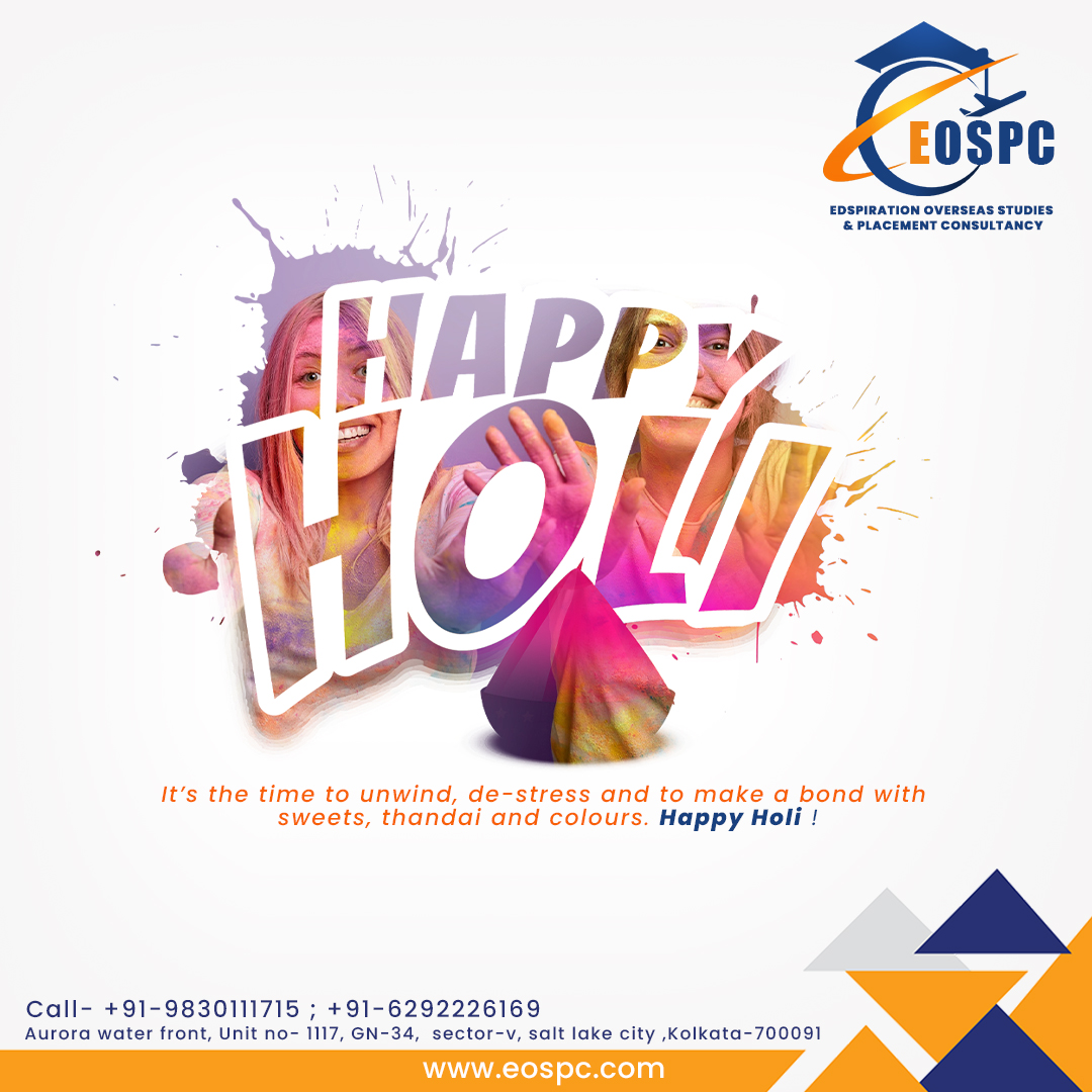 Its the time to unwind de-stress and to make a bond with sweets, thandai and colours, Happy Holi

#MBA #studyabroad #eospc