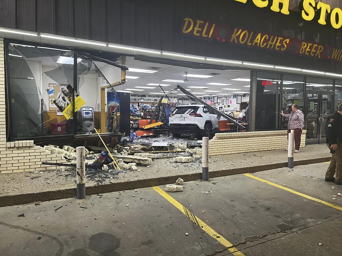 KOLACHE OUCHIE: Vehicle crashes into the popular Czech Stop kolache bakery in West, Texas. Luckily no one was injured and West VFD reports the bakery should be back up and running soon.