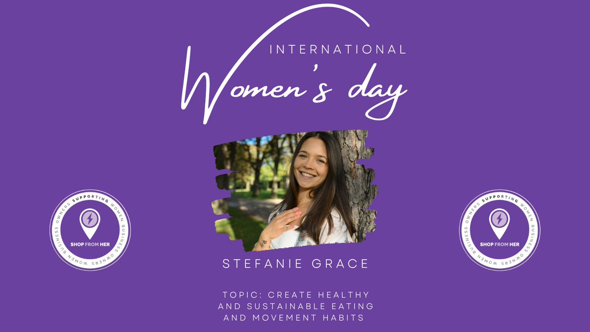 ShopFromHer's tweet photo. Join us on #InternationalWomensDay, March 8th, to hear Stefanie Grace share her story of overcoming #bulemia, #anorexia, and #OverExercise to find balance. She now guides other women to that same balanced, healthy lifestyle. Free tickets here: https://t.co/4uRH4kxs9l #WomanLeader https://t.co/vPYUCw2Vlk