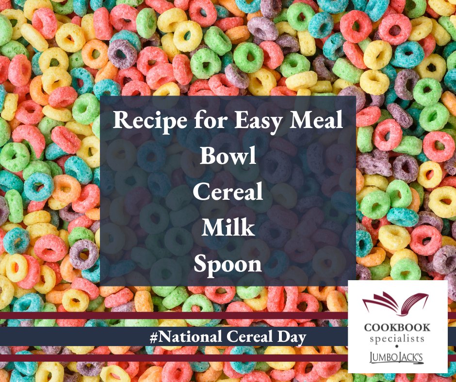 CookbookSpecial's tweet photo. It's National Cereal Day. Celebrate with a bowl of cereal! Comment and let us know if you have ever enjoyed a bowl of cereal for a meal besides breakfast! 
#NationalCerealDay https://t.co/JD0RTgtnzx