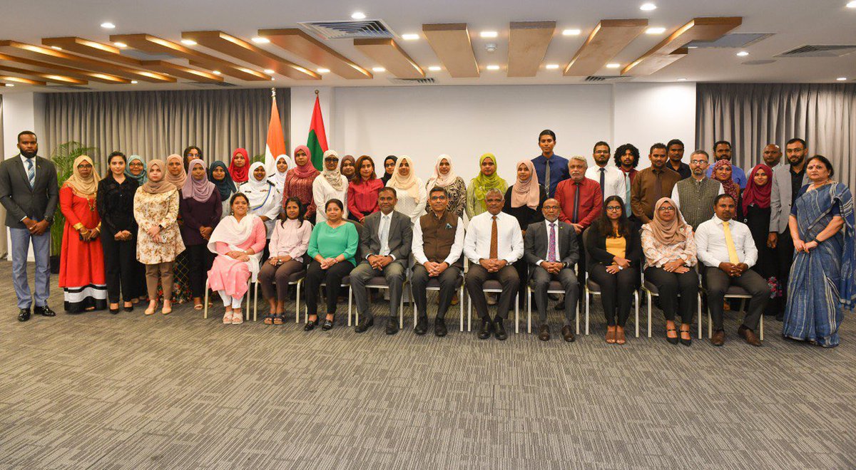 AuditMV's tweet photo. Our Senior Officer, Training and Stakeholder Relations Ms. Raushan Imad, attended ITEC Day celebration and shared her experiences in St. Stephen’s Young Leaders Neighborhood-First Fellowship during her visit to India.
@Rautiion @HCIMaldives https://t.co/QgOUHB8JAY