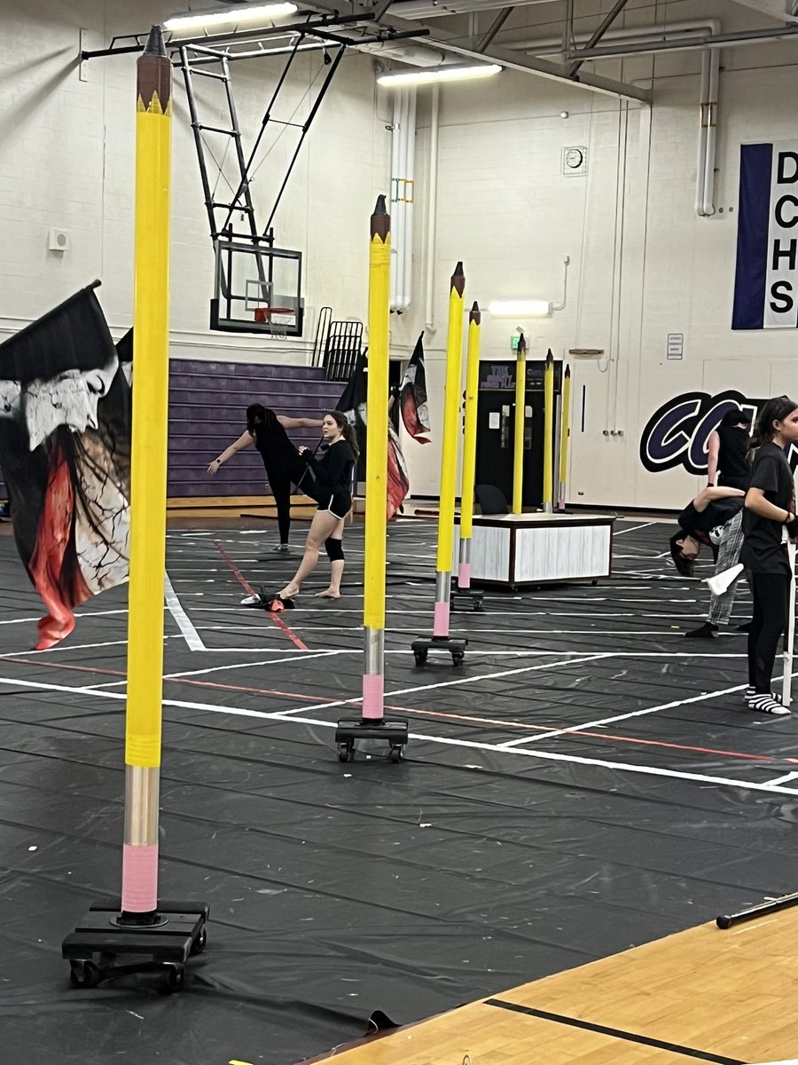 Hey <a href="/elonmusk/">Elon Musk</a> , hope you don’t mind, we took your #SpaceX reusable rocket idea for our #colorguard team #DCHS #winterguard reusable pencil landers