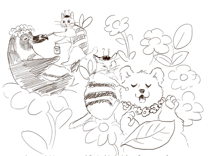 色々忙しくて絵が描けていませんでしたが今日から再開💪
3月カレンダー候補ラフ2枚描きました〜みつばち猫ちゃんず🐝と冬眠からの目覚め👀
よろしければアンケート(リプ欄)お願いします🥹💗💗 