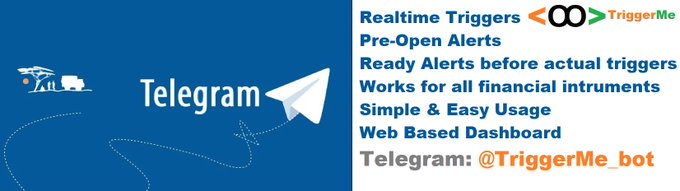 krishnakhanna's tweet image. Introducing #TriggerMe #Telegram #Bot for tracking the markets realtime.

#Equity/#Cryptocurrency/#Indices/#Crypto

Be with the price, Track it Live!

Access bot on Telegram: @TriggerMe_bot

Intro: youtu.be/nUkqtxHlJO4
Details: kkonline.org/TriggerMe/