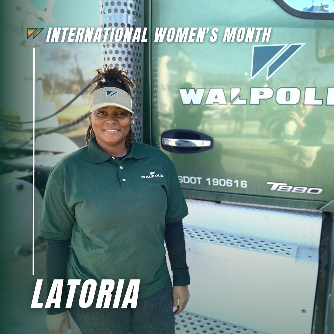 Did you know that March is #InternationalWomensMonth? Latoria got her CDL in 2019 and joined Walpole, Inc. just two months ago to help us haul lime in our pneumatic tank trailers! 

#womenintrucking #drivelikeagirl #lovewhereyouwork #drivingexcellence #walpoleinc #driveforwalpole