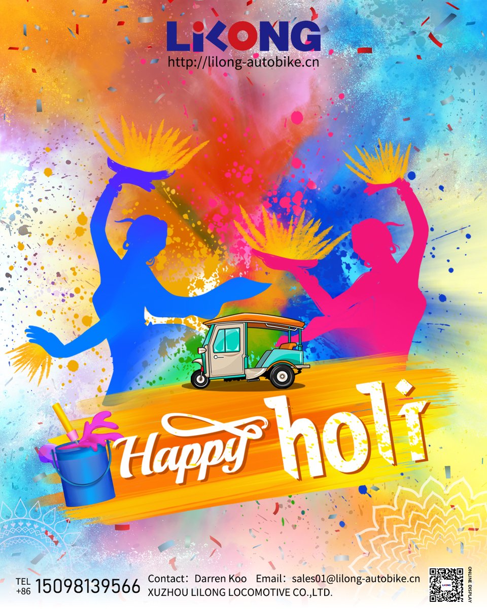 UH_DarrenKoo's tweet photo. Wishing You A Colorful Day A Colorful Life. Happy Holi 2023! #happyholi2023 #ERickshaw #manufacturer #spareparts #exporter #tuktuk  #totochallenge #factory https://t.co/fjl5DLVwCo