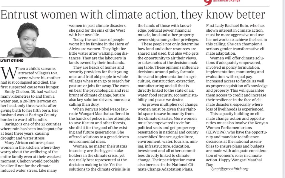 tashawangari8's tweet photo. The place of women in the climate justice push - They know better. They are the biggest stakeholders in society to mitigate climate change.
#betterchange #TomorrowIsTooLate
#climateAction
@EnvironmentEEYE @UNEP @vwgrs 
@MumClimate https://t.co/iVdTKVpxNz
