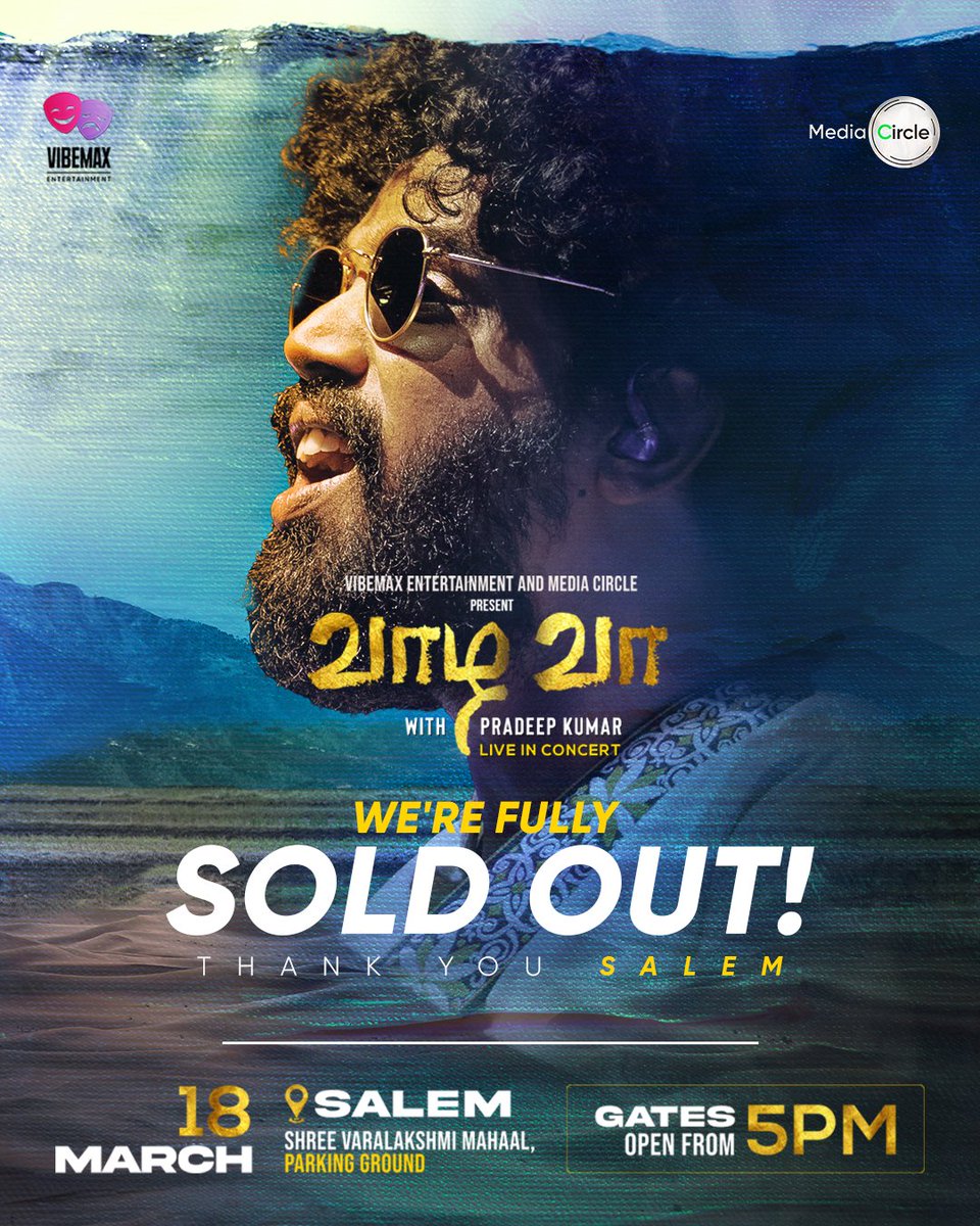 mediacircle_'s tweet photo. Thank you, Salem😍! We're as excited as you are!

In less than two weeks, Vaazha Vaa is all yours ❤️

@mediacircleindia 
@rajkiSays
@akash_tweetz
#vaazhavaawithpradeepkumar #pradeepkumarconcert #liveinconcert🎵🎤 #PradeepKumarlive #pradeepkumarliveinsalem #salem https://t.co/Tcd4a31sQl