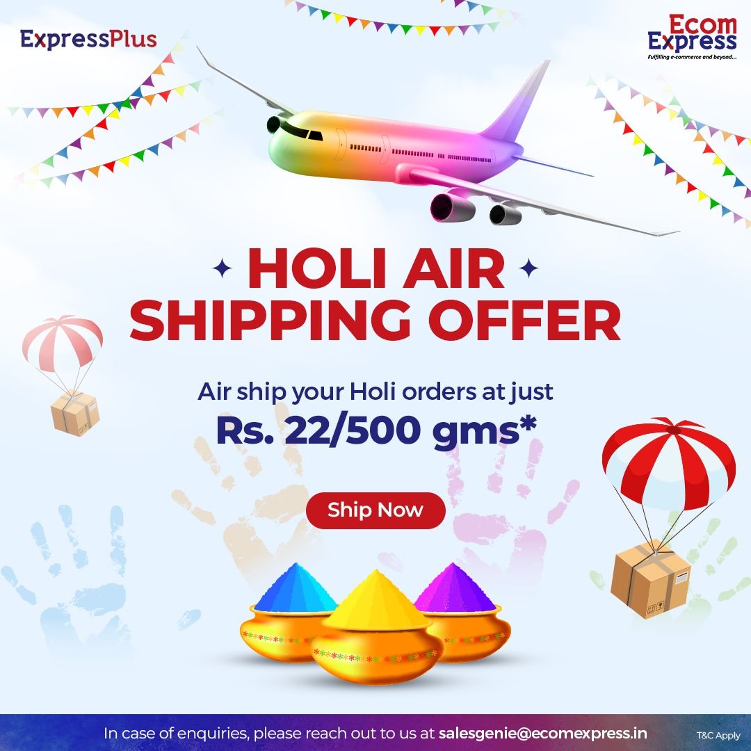 Ecom Express Official (@ecomexpress_ofc) on Twitter photo OFFER ENDING SOON!!
Air shipping at never-before prices ✈️
Ship now. Click here:- ecomexpress.in/ship-with-us-c…
📧 salesgenie@ecomexpress.in
📞 +91 8826398220
#shipping #ecommerce #ecomexpress #airship #d2cbrands #doorstepdelivery #d2c #onlinebusinesses OFFER ENDING SOON!!
Air shipping at never-before prices ✈️
Ship now. Click here:- ecomexpress.in/ship-with-us-c…
📧 salesgenie@ecomexpress.in
📞 +91 8826398220
#shipping #ecommerce #ecomexpress #airship #d2cbrands #doorstepdelivery #d2c #onlinebusinesses
