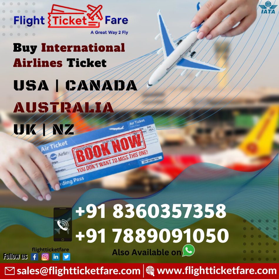 flightticketfar's tweet photo. โBuy International Airlines Ticketโ
Special Offers:
-
๐Call us: +918360357358, +918894943704
๐ฉE-mail: sales@flightticketfare.com
๐Website: https://t.co/dfeO4gV4uk
-
#flightticketfare #tourism #Internationalflights #Cheapflightdeals #Travel #Australia #NZ #UK #USA #Canada https://t.co/NAet0CkxuK