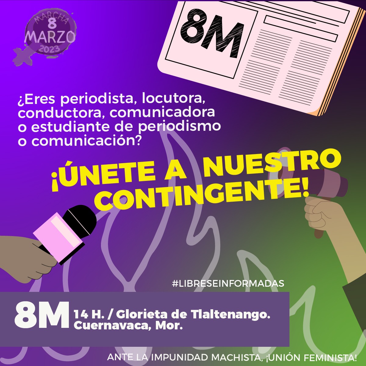 ProReporMor's tweet photo. ¿Eres periodista, locutora conductora, comunicadora o estudiante de periodismo o comunicación? ¡Únete a nuestro contingente!

Ante la impunidad machista ¡Unión feminista! https://t.co/engHc9s5Qy