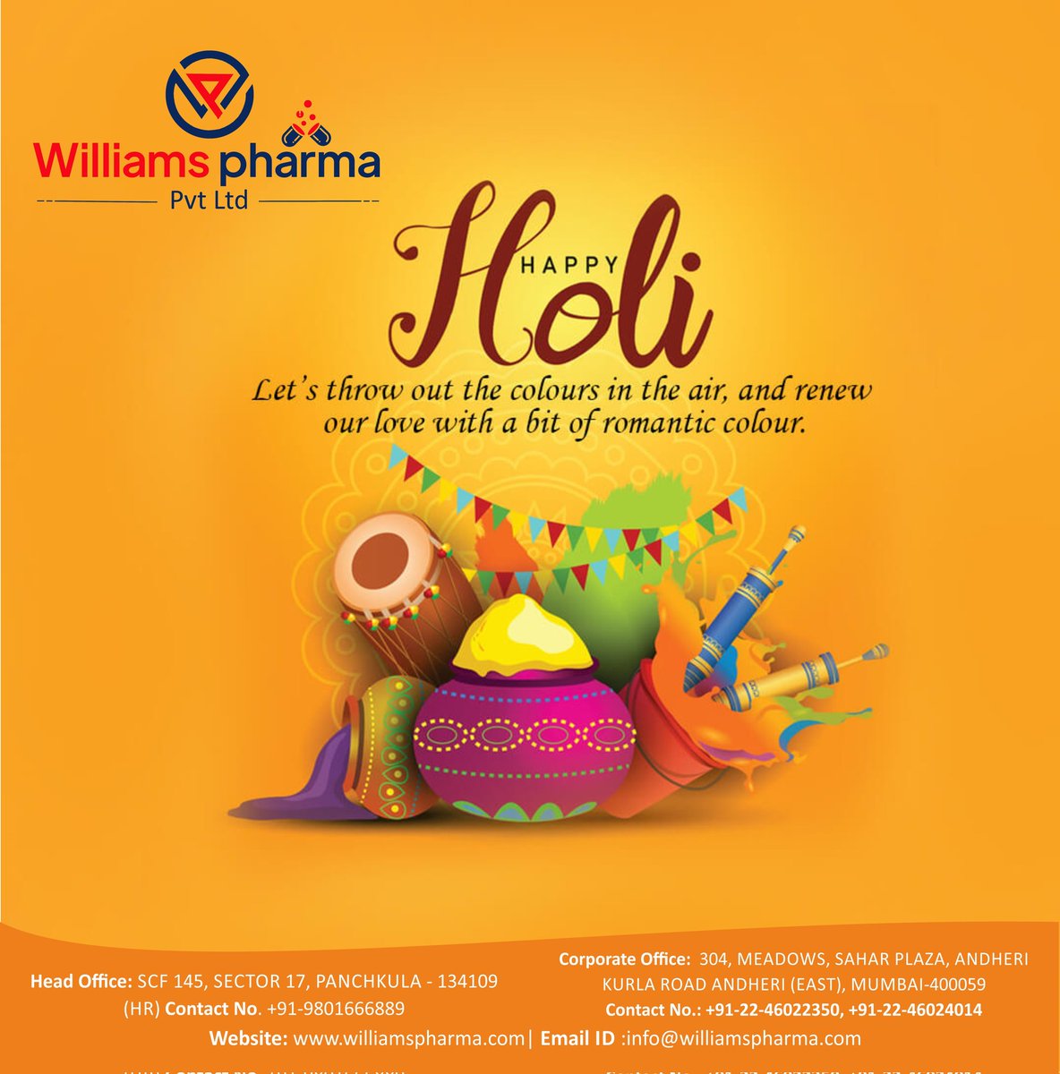 WilliamsPharma5's tweet photo. Happy Holi

#HappyHoli #happyholi2023 #holi2023 #health #healthyliving #pharmaceuticals #pharma #pharmaceuticalindustry #medical #medicine #medicinecompany #Williams #williamspharma #bestpharmafranchisecompany #bestpharmacy #bestpharmainindia #BestInIndia #panchkula #Haryana https://t.co/uA88Y0JbwC