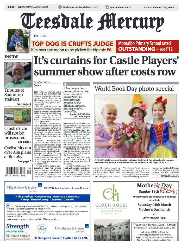 This week's Teesdale Mercury is a cracking edition, full of news and views from the community (and a few World Book Day photos). teesdalemercury.co.uk/news/the-tm-is…
