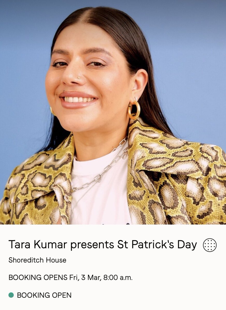 Tara Kumar (@tarakumardj) on Twitter photo Im hosting a night in <a href="/sohohouse/">Soho House</a> on St Patricks Day in London!
Performancs from <a href="/gemmadunleavy1/">gemma dunleavy</a> <a href="/hi_im_shiv/">shiv</a> + <a href="/RebelPhoenixxx/">Rebel Phoenix</a> + DJ sets from <a href="/MangoDassle/">Mango</a> & me!
Tix on the <a href="/sohohouse/">Soho House</a> app
U have to be a member or if u have a mate who is one txt them now + organise 2 go together! Im hosting a night in <a href="/sohohouse/">Soho House</a> on St Patricks Day in London!
Performancs from <a href="/gemmadunleavy1/">gemma dunleavy</a> <a href="/hi_im_shiv/">shiv</a> + <a href="/RebelPhoenixxx/">Rebel Phoenix</a> + DJ sets from <a href="/MangoDassle/">Mango</a> & me!
Tix on the <a href="/sohohouse/">Soho House</a> app
U have to be a member or if u have a mate who is one txt them now + organise 2 go together!