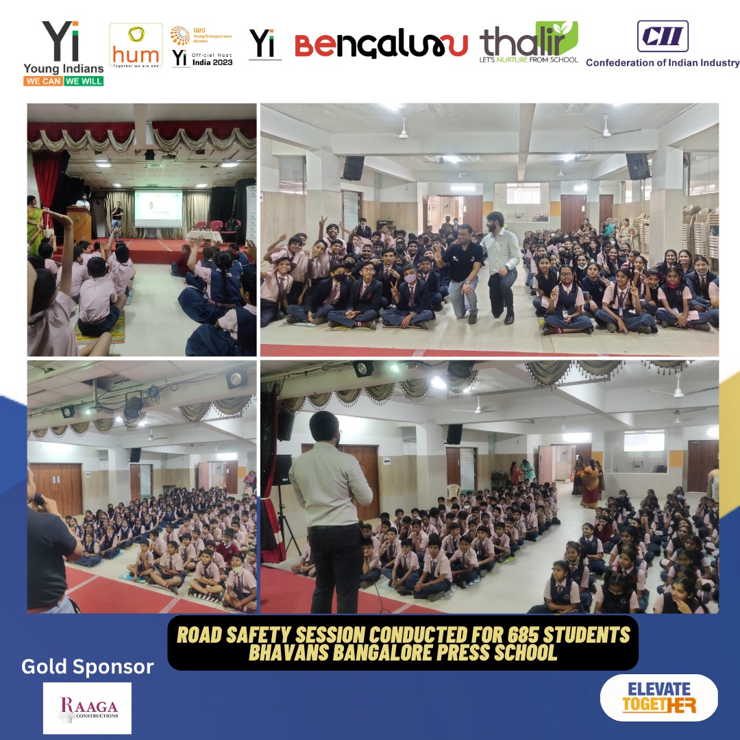 Yi Bangalore Thalir and Road Safety Vertical conducted a session about the traffic rule awareness with the students of Bhavans Banglore Press School, under our 'CHOTA COP INITIATIVES' A total of 685 Students attended the session. #youngindia #ciiyi #thalir #RoadSafety