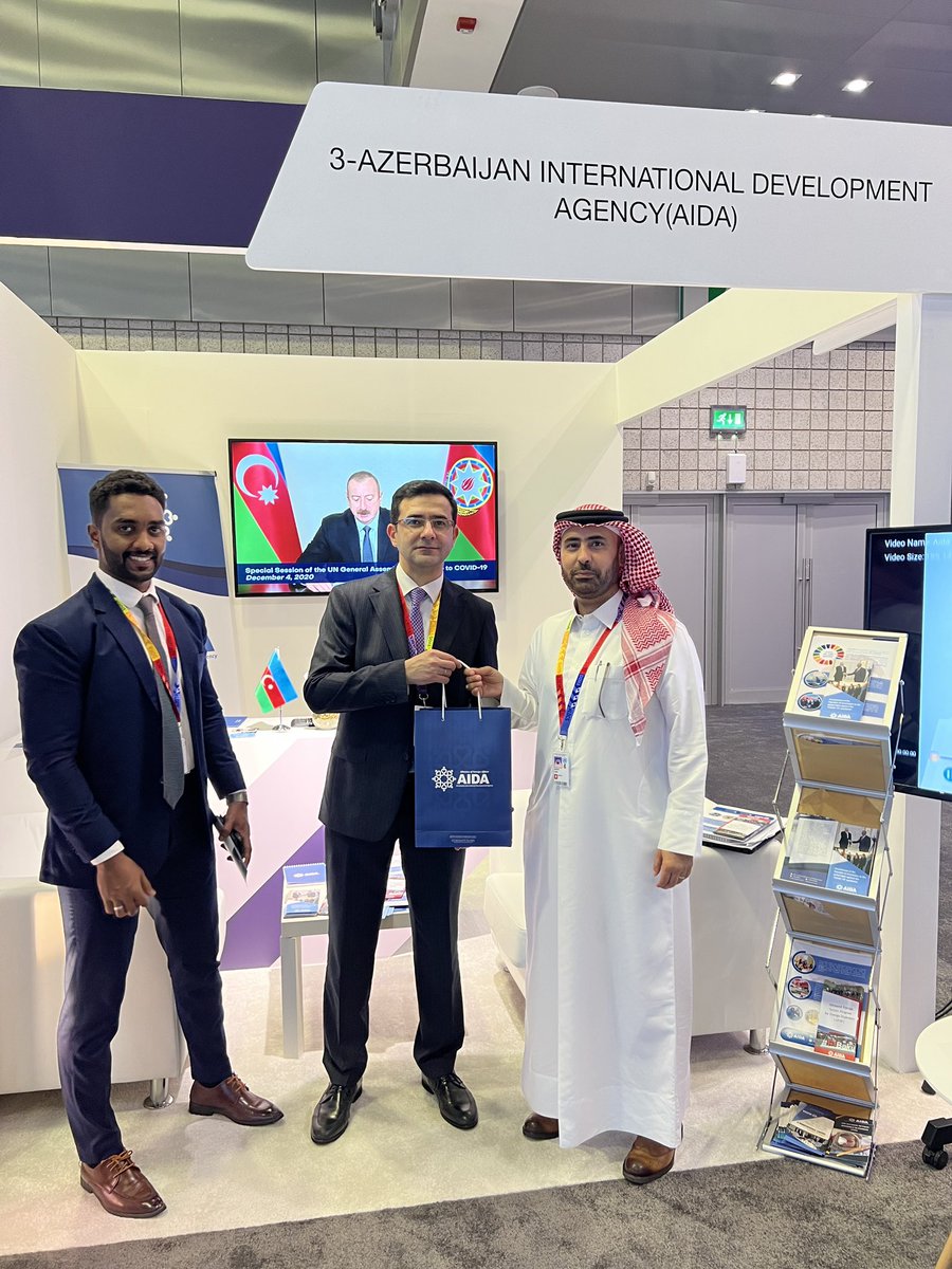 AIDAzerbaijan's tweet photo. #AIDA organized a booth at the Exhibition of #LDC5 #Doha conference held on 5-9 March/23. Video &amp; print materials presented at the booth showcase important aid activities of #Azerbaijan pertinent to the LDCs, such as, poverty eradication, health, education, environment and more. https://t.co/aqw35sXDv3