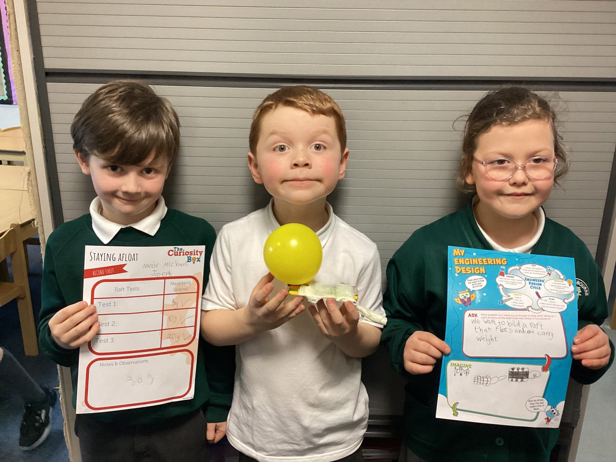 Yesterday, we worked in teams to design and make rafts that could float and hold as much weight as possible. There were some fantastic designs and our most successful raft could hold 30 grams in weight! Well done! #scienceweek @STEMactivity