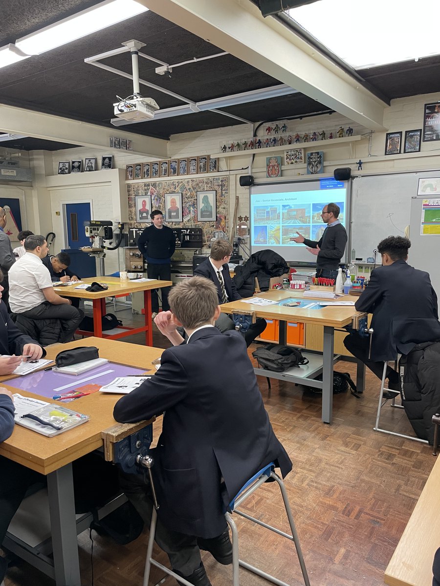 Joe & Louis from our Birmingham office took part in the first of the @RIBA #Ambassador sessions at @ABIlsley. Pupils learnt about #architecture and we shared our first-hand experience of designing sustainably which we hope serves them well on their task to design an eco house