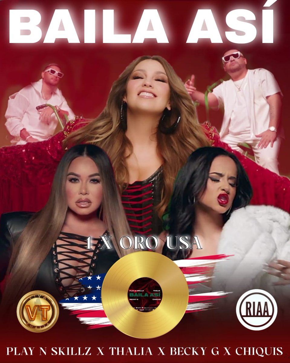 mariabelda50's tweet image. #BailaAsi 📀🎉 de @playnskillz en colaboración con @thalia @iambeckyg y @Chiquis626 certifica oro en #USA #RIIA
¿Sigues disfrutando de esta canción?
➡️
riaa.com/gold-platinum/…

#Thalia #BeckyG #chiquis #playnskillz
#ThaliaLosInicios #ReinaDelPopLatino #vivathalia by @dalkilicedu