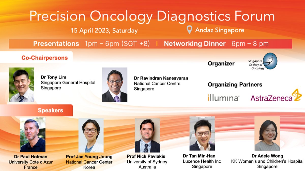 JaniceTeo7's tweet photo. Please join @Illumina on 15 April with the Singapore Society of Oncology and @AstraZeneca! Thought leaders will share their experience on the clinical utility of genomics in #precisiononcology at the Precision Oncology Diagnostics Forum. Register now https://t.co/bOUr3Aqeyo https://t.co/fwLdxjBXSV