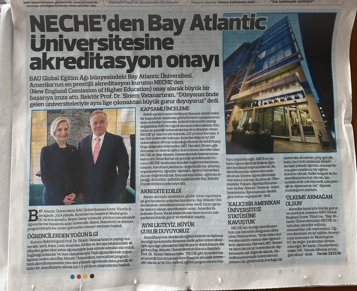 Savas_BOYAR's tweet photo. BAU Global Eğitim Ağı bünyesindeki Bay Atlantic Üniversitemizin ABD'nin en prestijli akreditasyon kurumu NECHE tarafından akredite edilerek Harvard, MIT,Brown gibi dünyanın önde gelen üniversiteleriyle aynı statüye kavuşması;
Samsun Basınında Geniş Yer Buldu. https://t.co/0kiNExEvw0