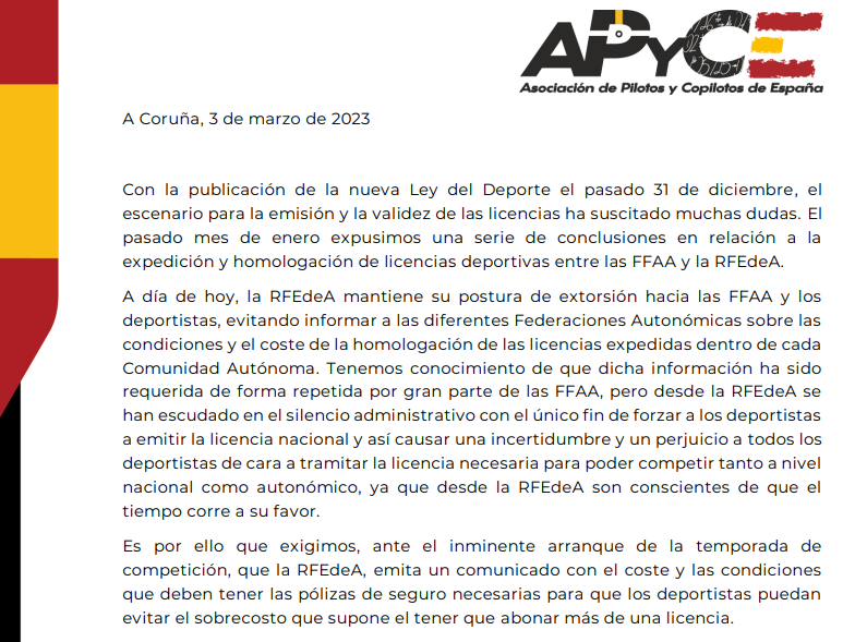 Anchelechegoyen's tweet photo. D. @ManuelAvino Presidente de @RFEdeA. Estamos en el mes de Marzo y seguimos sin conocer el importe de la habilitación para las licencias autonómicas, muchos federados deportistas y oficiales están duplicando licencias y por lo tanto gasto innecesario. https://t.co/pW15XoJfEX