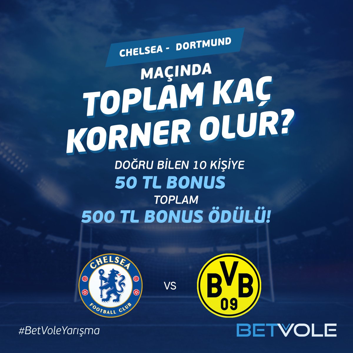 betvolebtv's tweet photo. ⚽️CHELSEA - DORTMUND maçında toplam kaç KORNER olur tahmin et,
☑️Sayfayı takip et,
☑Gönderiyi #BetVoleYarışma etiketiyle RTle
🖊Kullanıcı adını yaz,
‼Son 3 gün içinde son işlemi min. 50TL yatırım olanlar katılabilir.
✨Anlık bonus ve duyurular için; https://t.co/1KcS52BvuH https://t.co/mW0n4HyiVE