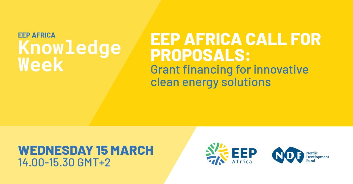 EEP_Africa's tweet photo. Join @EEP_Africa to hear about how to apply for #risktolerant #earlystage #grantfinancing for #locallydriven #innovative #cleanenergy solutions, technologies and business models
Register: https://t.co/KVcQS615hO
#EEPknowledge #cleanenergy #Africa #SDG7 #innovation @NDFNews https://t.co/JbBAgAmhva