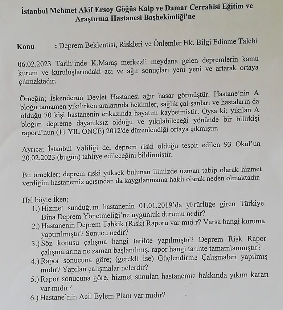 cyildirim07's tweet photo. @imaeh_saglik den @hekim_birligi olarak talep ettiğimiz #depremehazırlık ve #acileylemplanı öğrenme talebimize #bendebilmiyorum   anlamına gelecek cevap verilmesini hayretler içinde karşılıyoruz.Deprem dayanıklılık testlerinin acilen yapılmasını bekliyoruz. @drfahrettinkoca https://t.co/ShxKCbt3ys