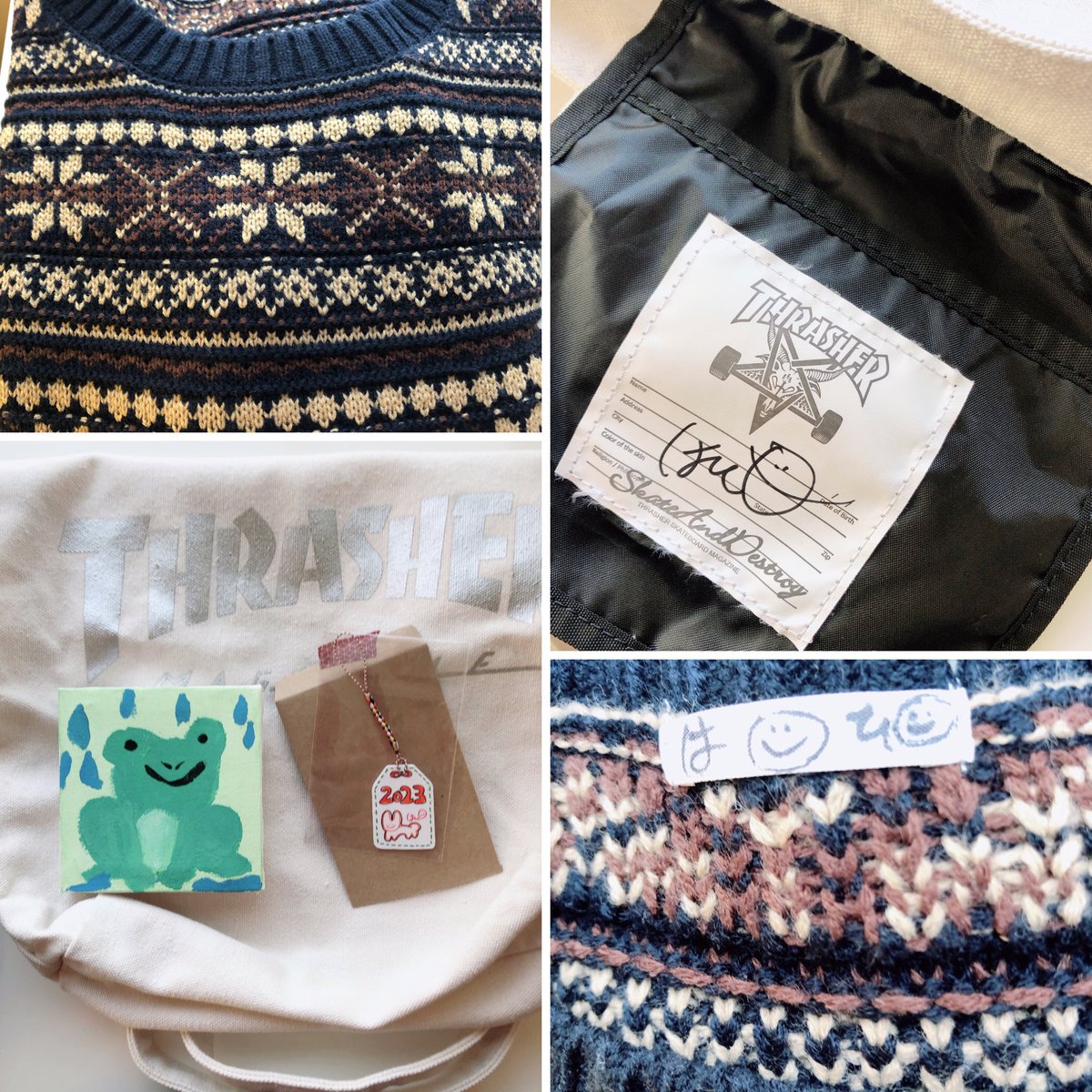 長い旅路でしたね🚃✈️
ようこそ✨我が家へ🏠
まだまだ寒い北海道では
ニットが重宝しますよ😊
首元以外の洗濯表示タグにまでサインがあり🤭てなりましたwさすがはぴちゃん
大切に大切にしますね😊
🐜がとう🫶
 #udon_hapi
 #次は宅配BOXのある暮らし