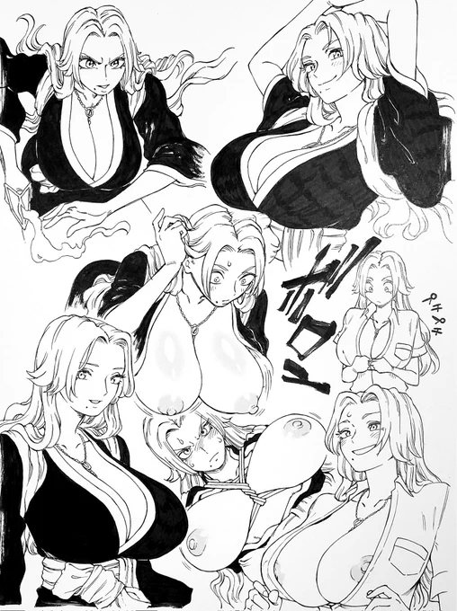 ブ○ーチ おっぱいいっぱいな絵
乱菊 夜一 ハリベル
#nsfw #アナログ 