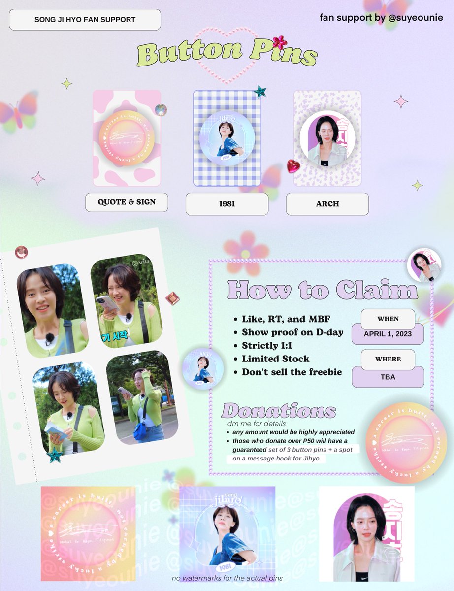 suyeounie's tweet photo. #송지효 #SongJiHyo fan support by suyeounie💛💙

hello runners &amp; mongjis, I'll be giving FREE button pins at #RUNNINGMANinMANILA 
🗓️ : April 1, 2023
📍: around moa arena TBA
— like, rt, mbf
— first come, first serve
— vv limited qty

for donations, dm me (read below for benefits) https://t.co/DhheXEFuBa