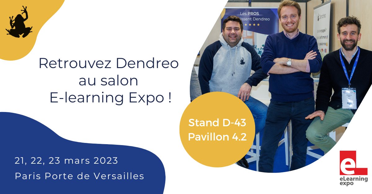 [Salon @eLearn_Expo J-14]
Retrouvez <a href="/Dendreo/">Dendreo</a> 𝘀𝘁𝗮𝗻𝗱 𝗗-𝟰𝟯 pour discuter sur la gestion d'OF
⭐Prendre RDV : hubs.ly/Q01FzgPK0
⭐Badge visiteur : hubs.ly/Q01Fzhj00

On vous attend nombreux(ses) 🐸

#elearningexpo #elearningexpo2023 #formationpro #elearning