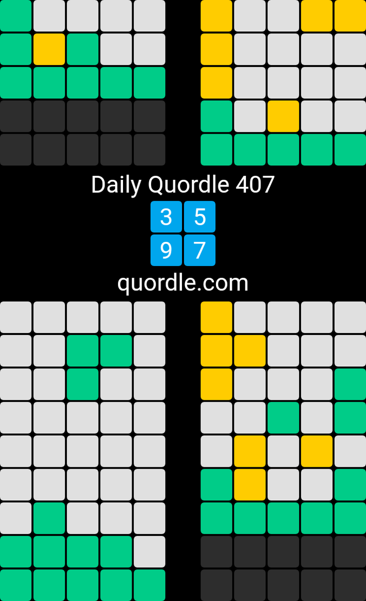 loracarol's tweet photo. Daily Quordle 407
3️⃣5️⃣
9️⃣7️⃣
https://t.co/OWBo0IcBsL https://t.co/tcQGykq8KT