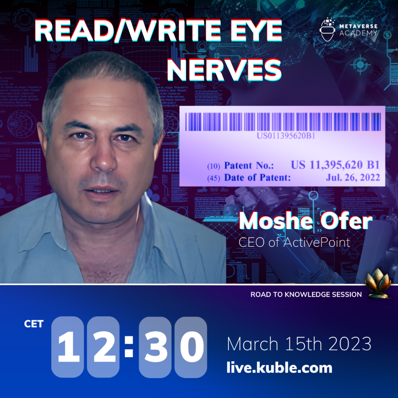 Metaverse_ACAD's tweet photo. 👀 Do you really see, what you see? Discover how @OferMoshe3 wants to develop a processing device that can convert digital image data to nerve impulses and provide visual perception of scenes to the human brain. 

Join us for the Road to Knowledge Session “Read Write Eye Nerves”!
