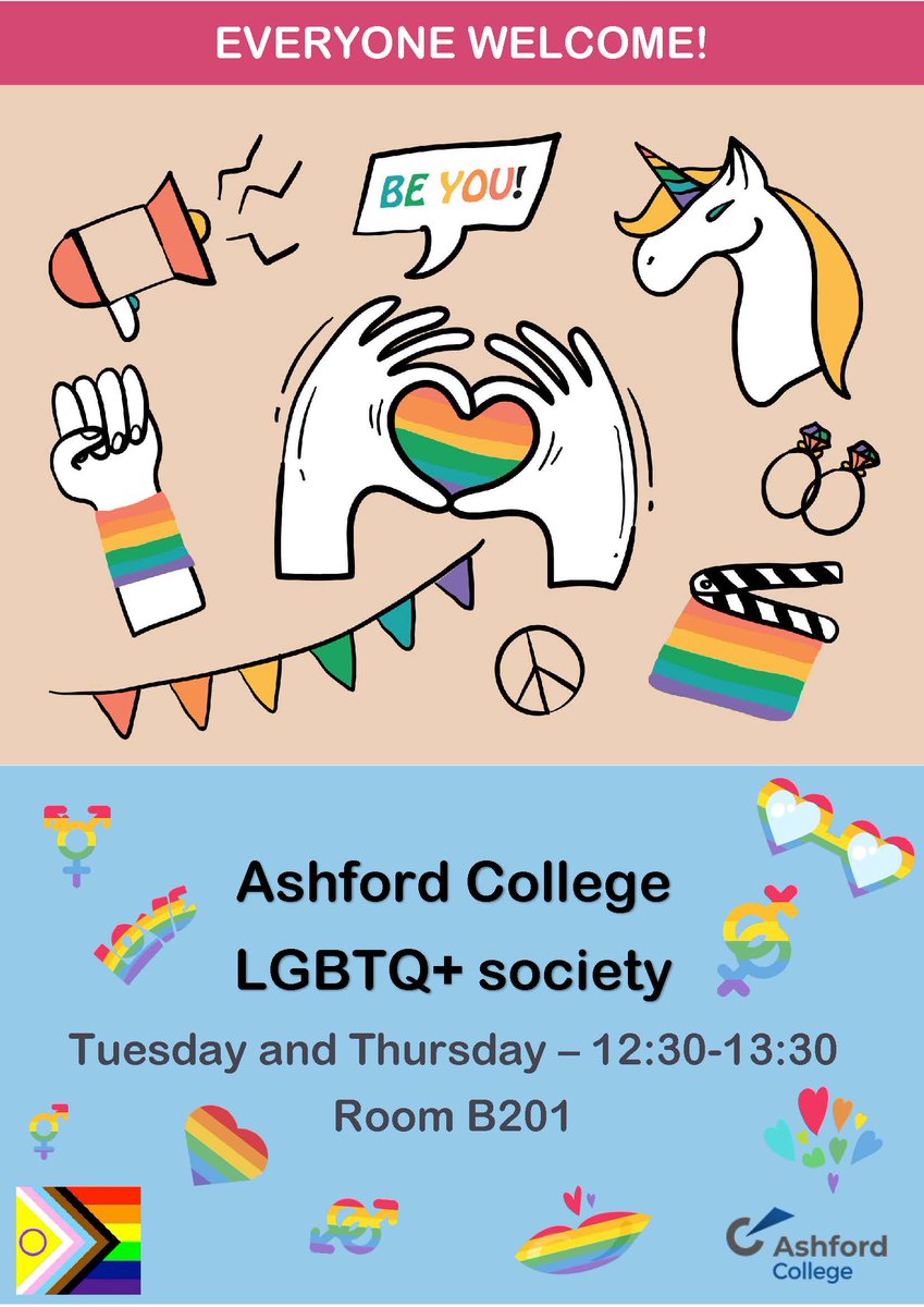 New event! Calling all Ashford_College students! LGBTQ+ Society new event happening! <a href="/ashford_college/">EKC Ashford College</a> every Tuesday and Thursday.
#lgbtq🌈 #Enrichment