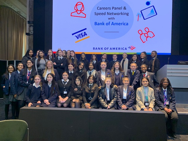 Wiseman6F's tweet photo. What an incredible Inspiring Women event @BankofAmerica London Office. Thanks to the @Edu_Employers and @InspiringTF for inviting our Year 12 female students. There is nothing better than the power of networking and women inspiring women to aim high. https://t.co/6uXwbHSu3C