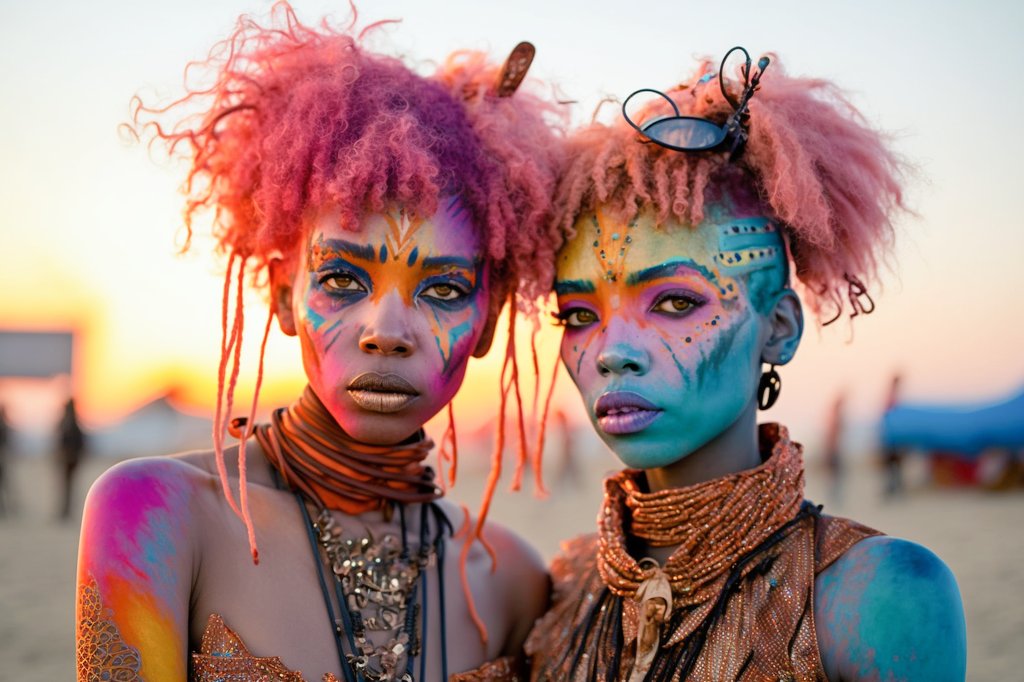 retinafunk's tweet photo. Photos from a Burn festival in the future.
imagined with AI Midjourney
#burn #festivaloutfit #afrikaburn #burningman #festival #facepaint #fashion #iridescent #holographic #desert #psychedelicart #synthography #memyselfandai #aiart #midjourney #art #dmtart #midtrip https://t.co/zV5P1HDXxa