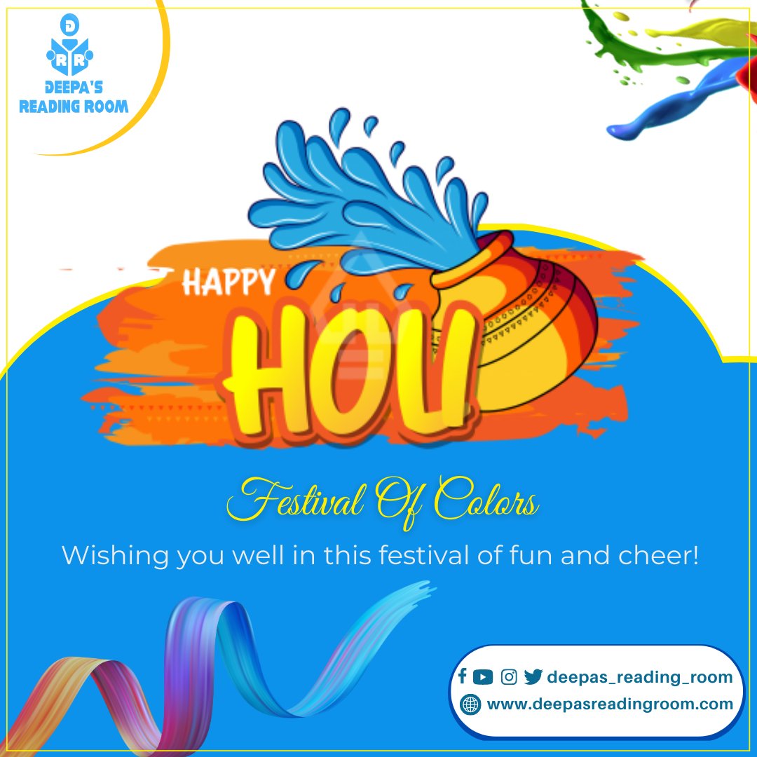 DeepaRooms's tweet photo. Let's make this Holi a memorable one by spreading love and kindness. 
Happy Holi!
.
#Holi #festivalofcolours #holi2023 #studycabins #book #studyenvironment #Deepasreadingroom https://t.co/9gHEw1k4cF